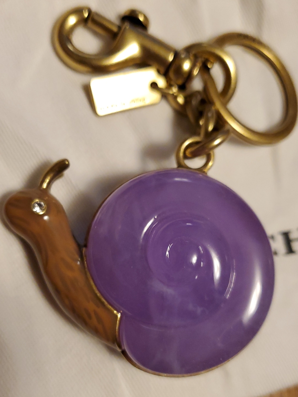 COACH Fatty Snail Keychain Charm with Gold Hardware NWOT W Dusty - Picture 2 of 3
